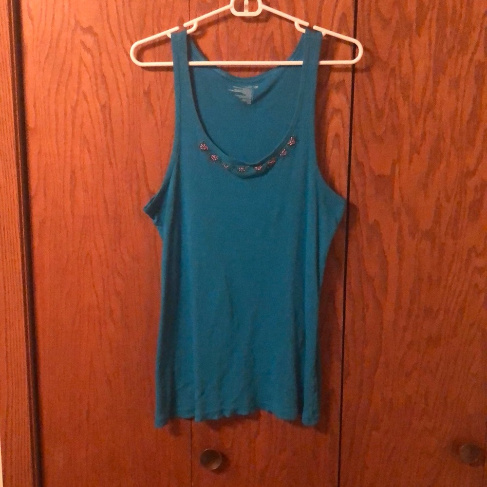 Top Neck Lined Beaded Tank Top